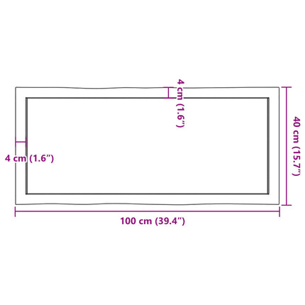 Bordsskiva mörkbrun 100x40x(2-6) cm massivt trä levande kant
