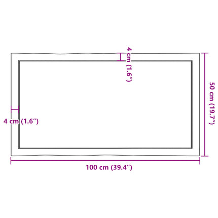 Bordsskiva mörkbrun 100x50x(2-4) cm massivt trä levande kant