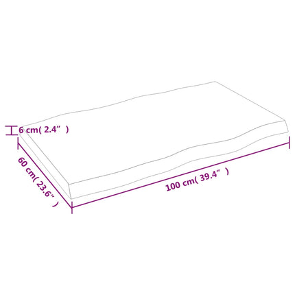 Bordsskiva mörkbrun 100x60x(2-6) cm massivt trä levande kant