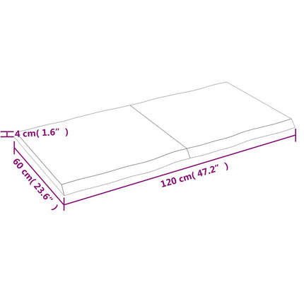 Bordsskiva mörkbrun 120x60x(2-4) cm massivt trä levande kant