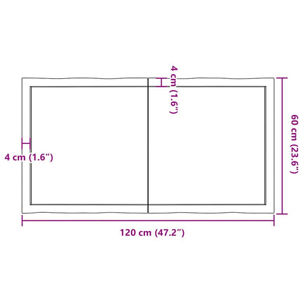 Bordsskiva mörkbrun 120x60x(2-4) cm massivt trä levande kant