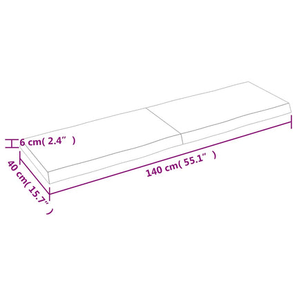 Bordsskiva mörkbrun 140x40x(2-6) cm massivt trä levande kant
