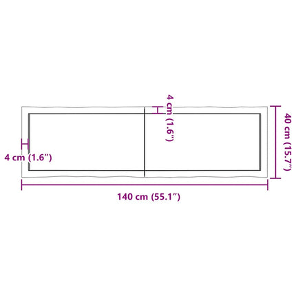 Bordsskiva mörkbrun 140x40x(2-6) cm massivt trä levande kant