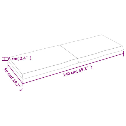 Bordsskiva mörkbrun 140x50x(2-6) cm massivt trä levande kant
