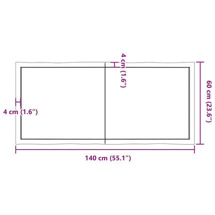 Bordsskiva mörkbrun 140x60x(2-4) cm massivt trä levande kant