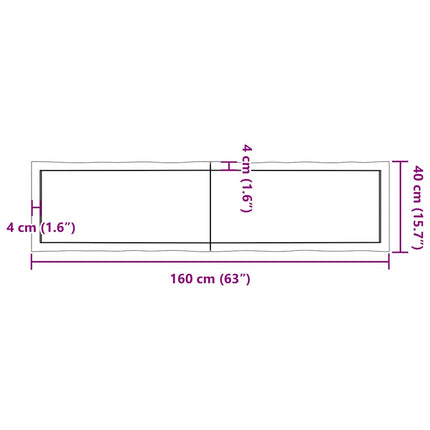 Bordsskiva mörkbrun 160x40x(2-4) cm massivt trä levande kant