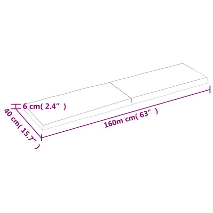 Bordsskiva mörkbrun 160x40x(2-6) cm massivt trä levande kant