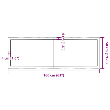 Bordsskiva mörkbrun 160x50x(2-4) cm massivt trä levande kant