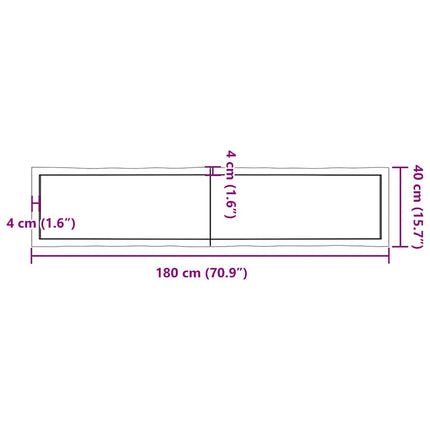 Bordsskiva mörkbrun 180x40x(2-4) cm massivt trä levande kant