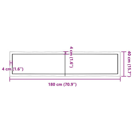 Bordsskiva mörkbrun 180x40x(2-6) cm massivt trä levande kant