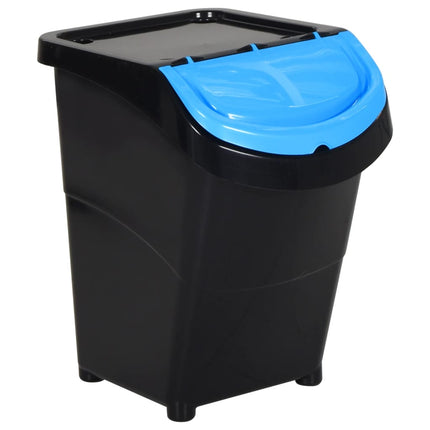Stapelbara soptunnor med lock 3 st svart PP 120 L