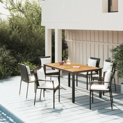 Matgrupp för trädgården med dynor 5 delar svart konstrottning