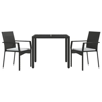 Matgrupp för trädgården med dynor 3 delar svart konstrotting