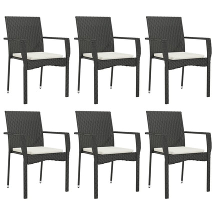 Matgrupp för trädgården med dynor 7 delar svart konstrotting