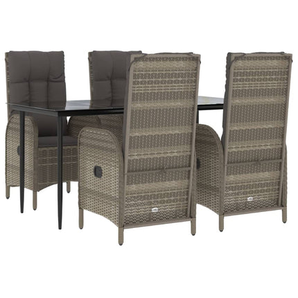 Matgrupp för trädgården dynor 5 delar svart&grå konstrottning