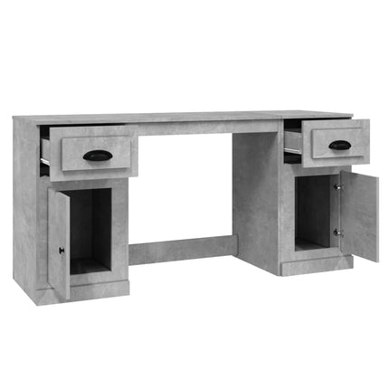 Skrivbord med skåp betonggrå konstruerat trä