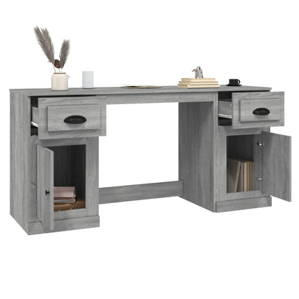 Skrivbord med skåp grå sonoma konstruerat trä