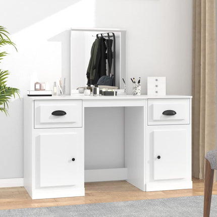 Sminkbord med spegel vit 130x50x132,5 cm
