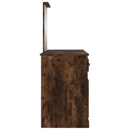 Sminkbord med spegel rökfärgad ek 130x50x132,5 cm