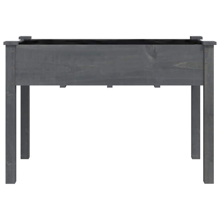 Odlingslåda med foder grå 118x59x76 cm massivt granträ