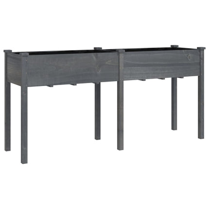 Odlingslåda med foder grå 161x45x76 cm massivt granträ