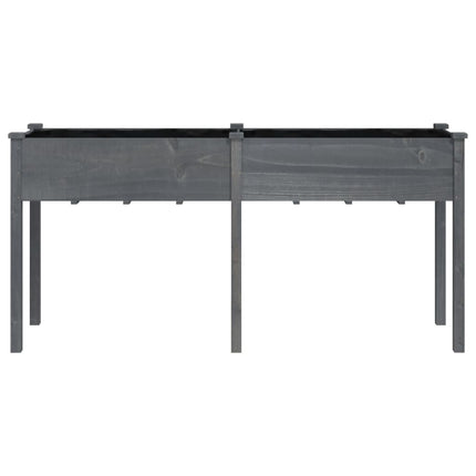Odlingslåda med foder grå 161x45x76 cm massivt granträ