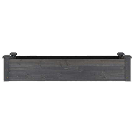 Odlingslåda med foder grå 120x45x25 cm massivt granträ