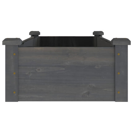 Odlingslåda med foder grå 120x45x25 cm massivt granträ