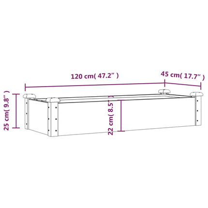 Odlingslåda med foder grå 120x45x25 cm massivt granträ
