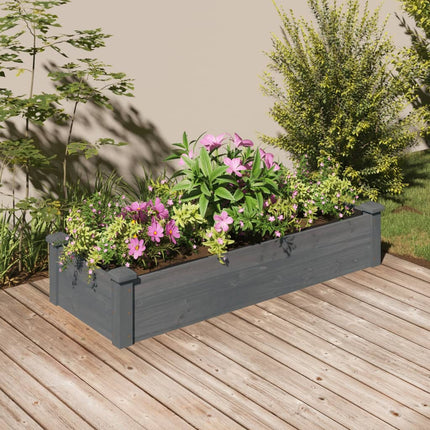 Odlingslåda med foder grå 120x45x25 cm massivt granträ
