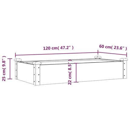 Odlingslåda med foder grå 120x60x25 cm massivt granträ