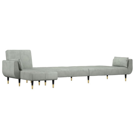 L-formad bäddsoffa ljusgrå 275x140x70 cm sammet