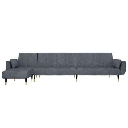 L-formad bäddsoffa mörkgrå 275x140x70 cm sammet