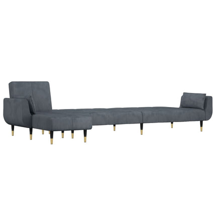 L-formad bäddsoffa mörkgrå 275x140x70 cm sammet