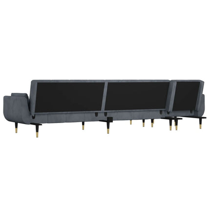 L-formad bäddsoffa mörkgrå 275x140x70 cm sammet