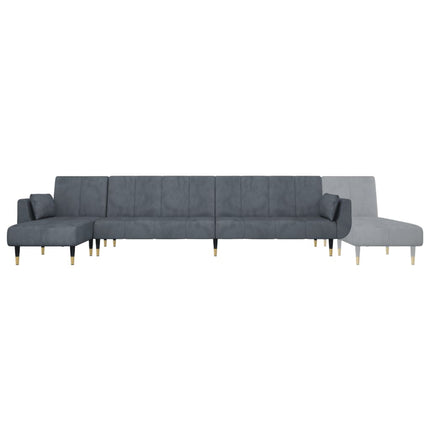 L-formad bäddsoffa mörkgrå 275x140x70 cm sammet