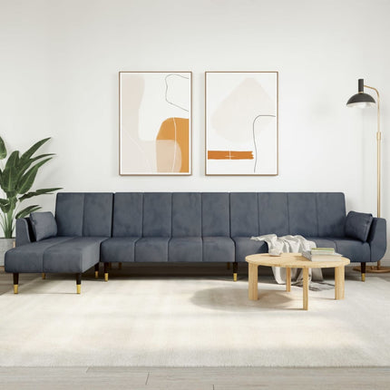 L-formad bäddsoffa mörkgrå 275x140x70 cm sammet