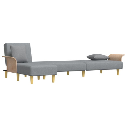 L-formad bäddsoffa ljusgrå 279x140x70 cm tyg