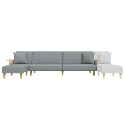 L-formad bäddsoffa ljusgrå 279x140x70 cm tyg