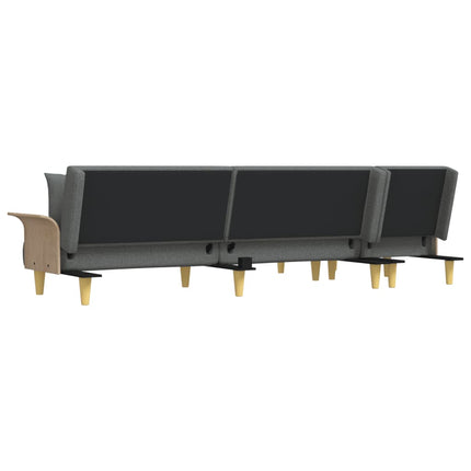 L-formad bäddsoffa mörkgrå 279x140x70 cm tyg