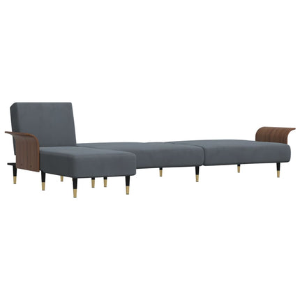 L-formad bäddsoffa mörkgrå 279x140x70 cm sammet