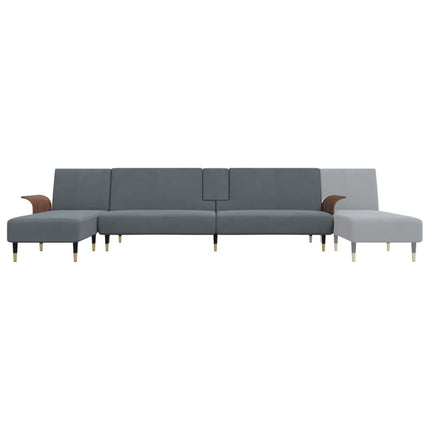 L-formad bäddsoffa mörkgrå 279x140x70 cm sammet