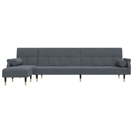 L-formad soffa mörkgrå 271x140x70 cm sammet