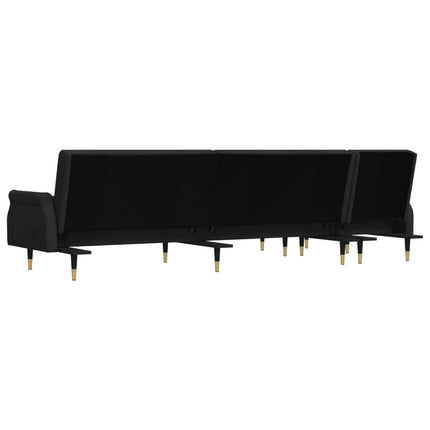 L-formad soffa svart 271x140x70 cm sammet