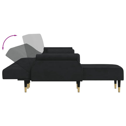 L-formad soffa svart 271x140x70 cm sammet