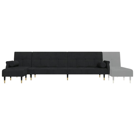 L-formad soffa svart 271x140x70 cm sammet