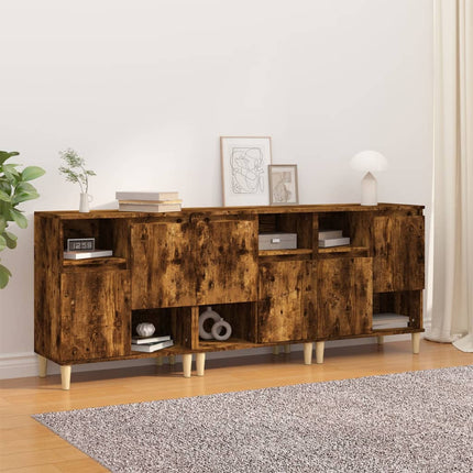 Skänk 3 st rökfärgad ek 60x35x70 cm konstruerat trä