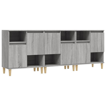 Skänk 3 st grå sonoma 60x35x70 cm konstruerat trä