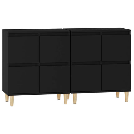 Skänk 2 st svart 60x35x70 cm konstruerat trä
