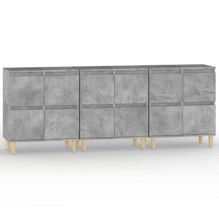 Skänk 3 st betonggrå 60x35x70 cm konstruerat trä